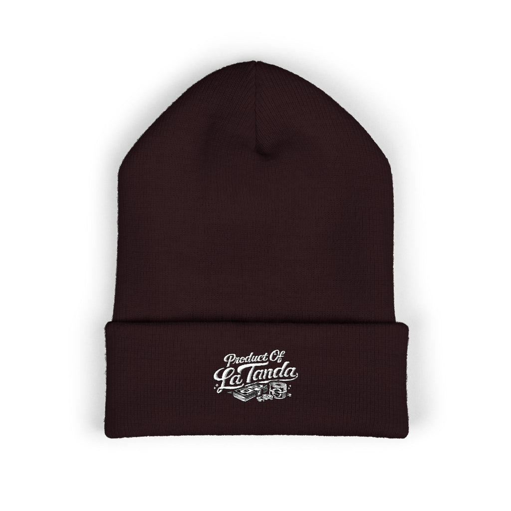 Classic Cuffed Beanie - "Product of La Tanda" Embroidered Warm Knit Hat