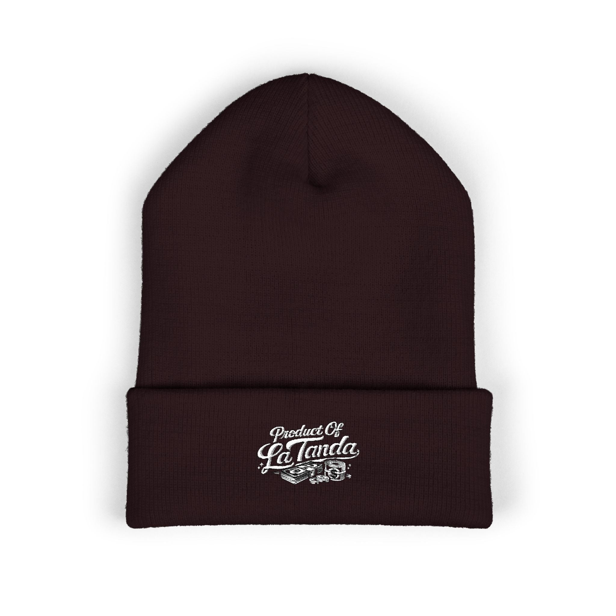 Classic Cuffed Beanie - "Product of La Tanda" Embroidered Warm Knit Hat