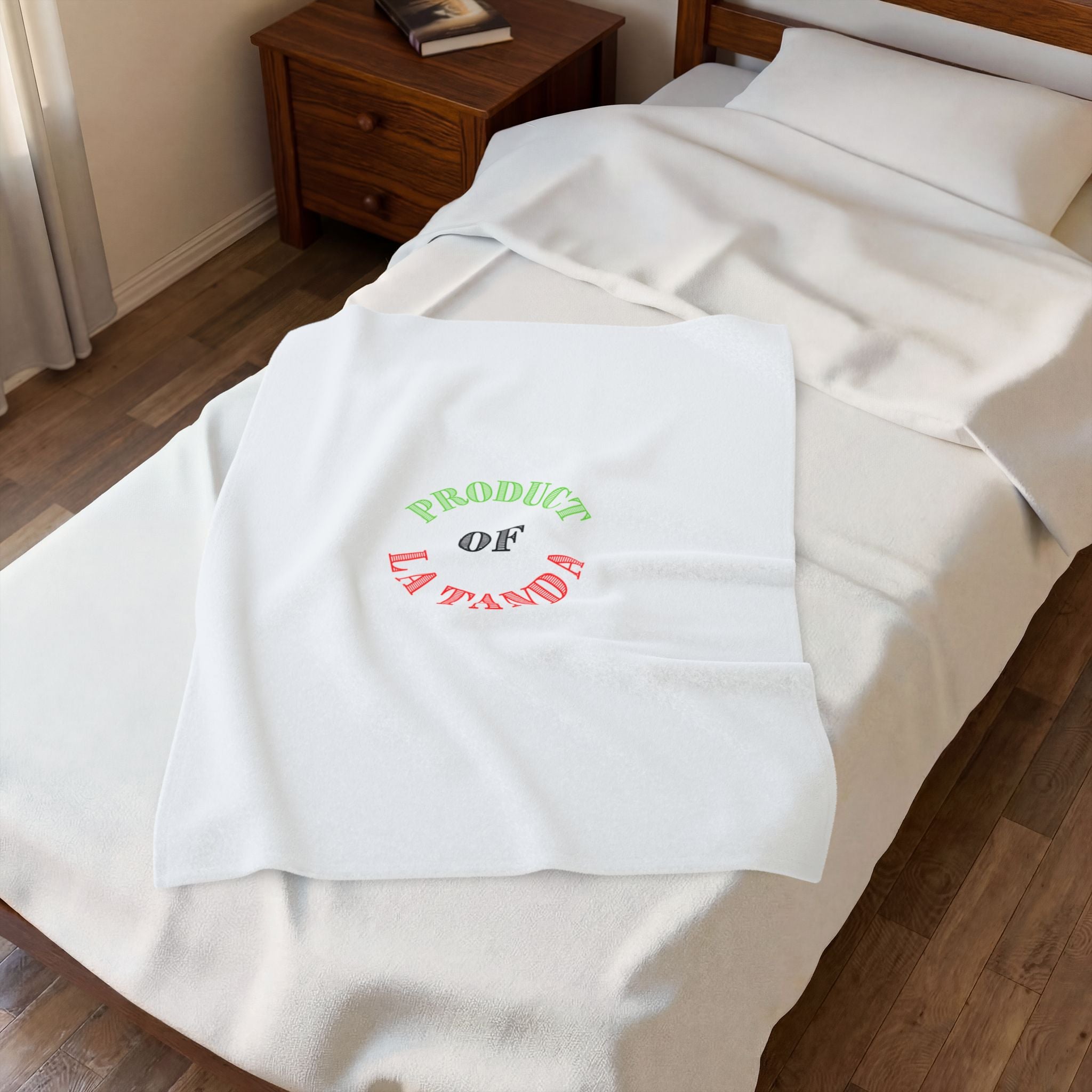 Plush Blanket — "Product of La Tanda" Lightweight Velveteen Throw