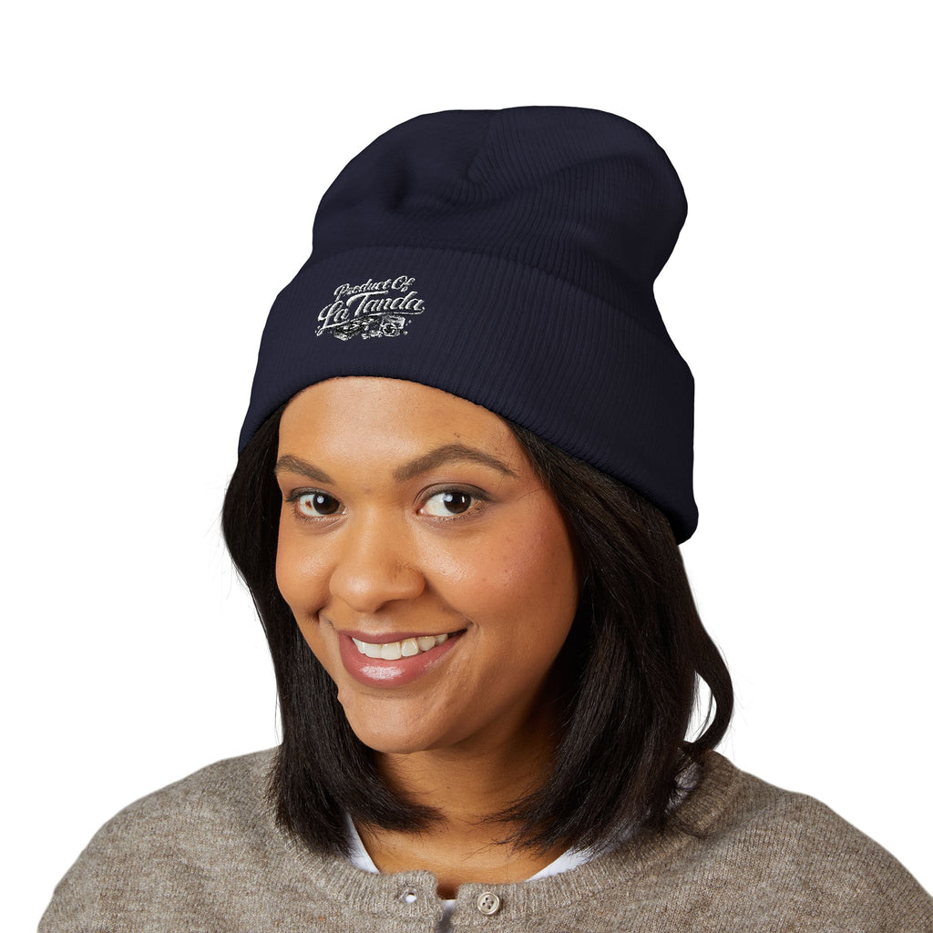 Classic Cuffed Beanie - "Product of La Tanda" Embroidered Warm Knit Hat