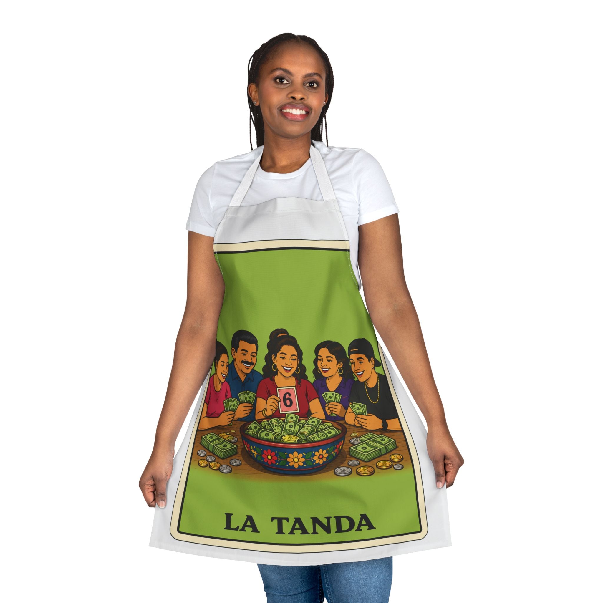 La Tanda Apron – Colorful Lotería Kitchen Apron for Family Gatherings