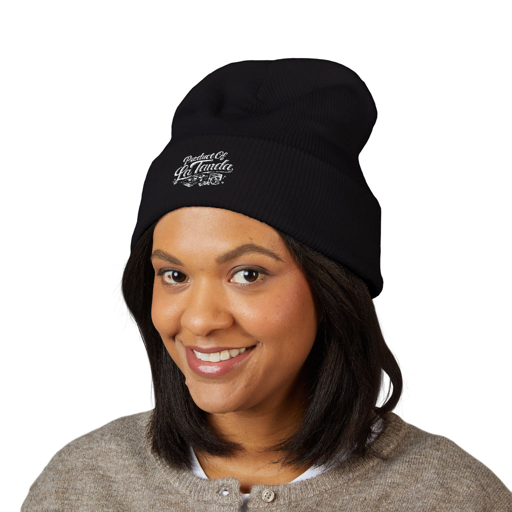 Classic Cuffed Beanie - "Product of La Tanda" Embroidered Warm Knit Hat