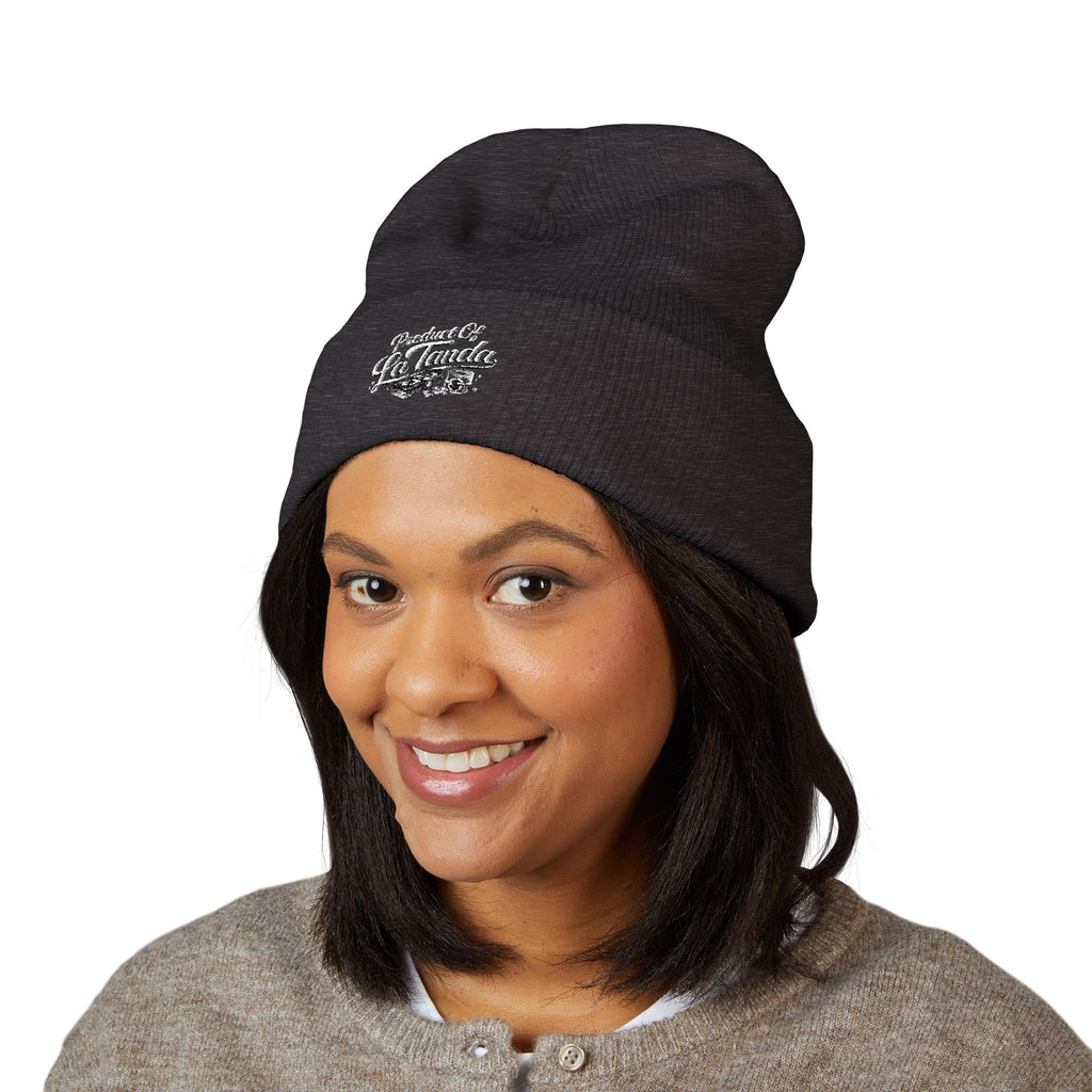 Classic Cuffed Beanie - "Product of La Tanda" Embroidered Warm Knit Hat