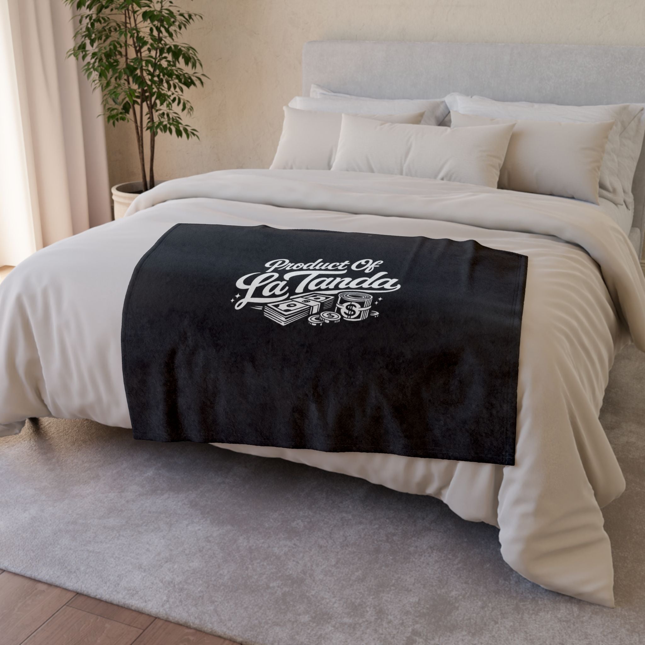 Product Of LaTanda Fleece Blanket – Soft Black Throw with Money Graphic
