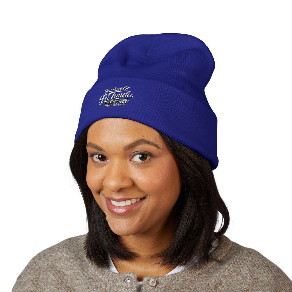 Classic Cuffed Beanie - "Product of La Tanda" Embroidered Warm Knit Hat