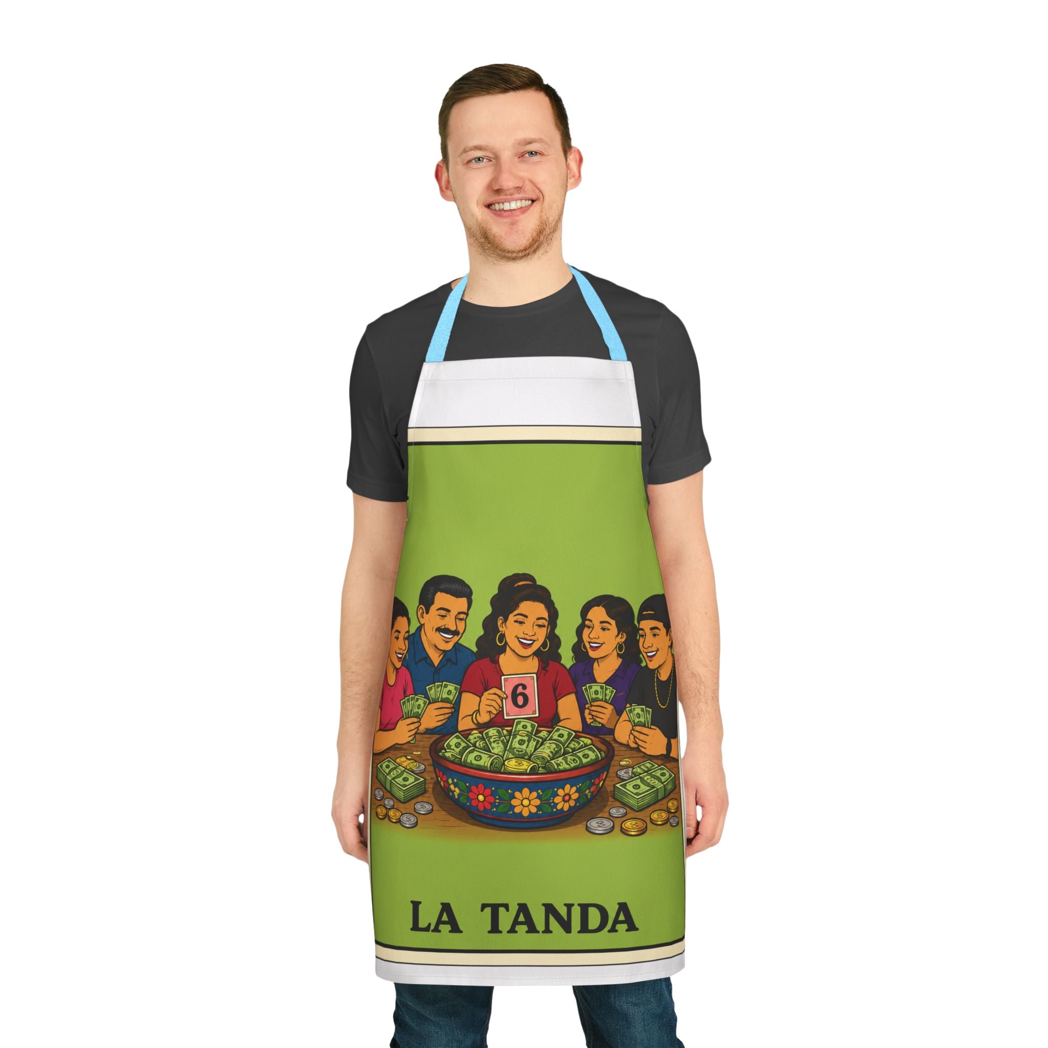 La Tanda Apron – Colorful Lotería Kitchen Apron for Family Gatherings