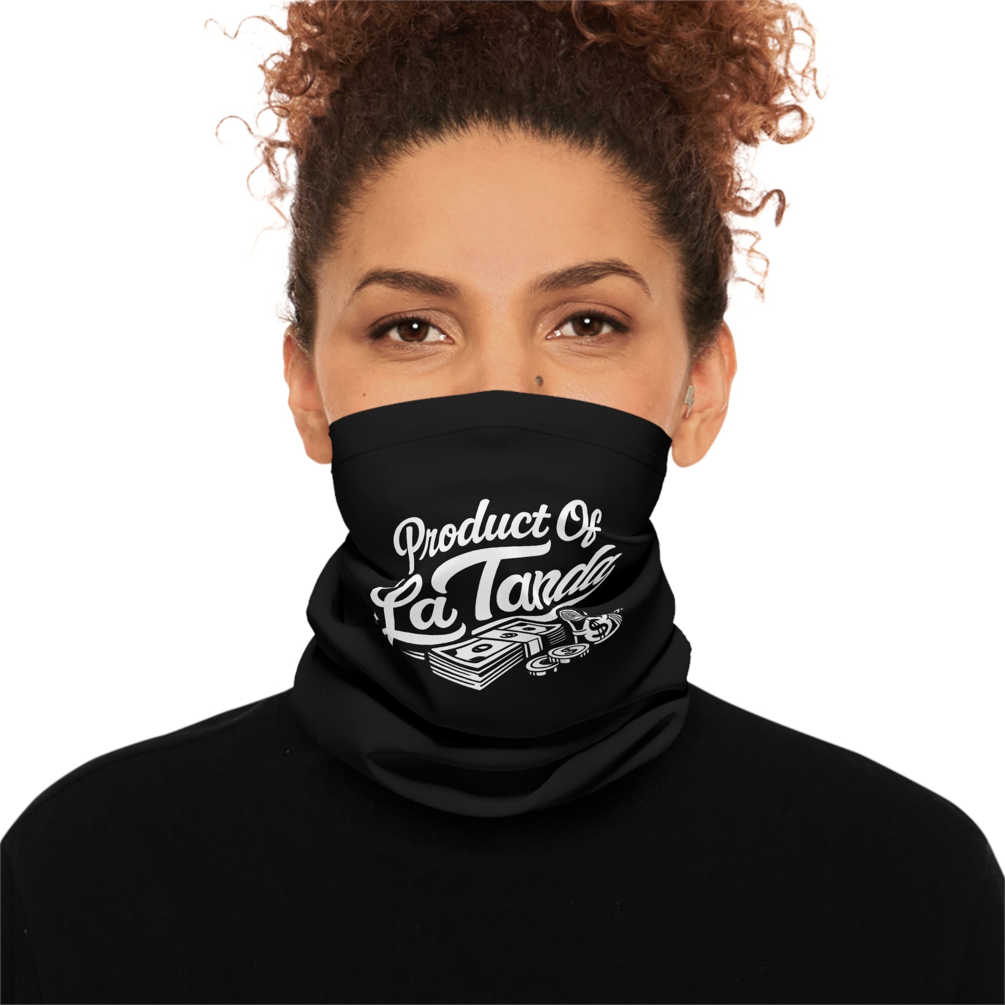 Product of La Tanda Neck Gaiter — Vintage DJ Money Graphic Face Covering