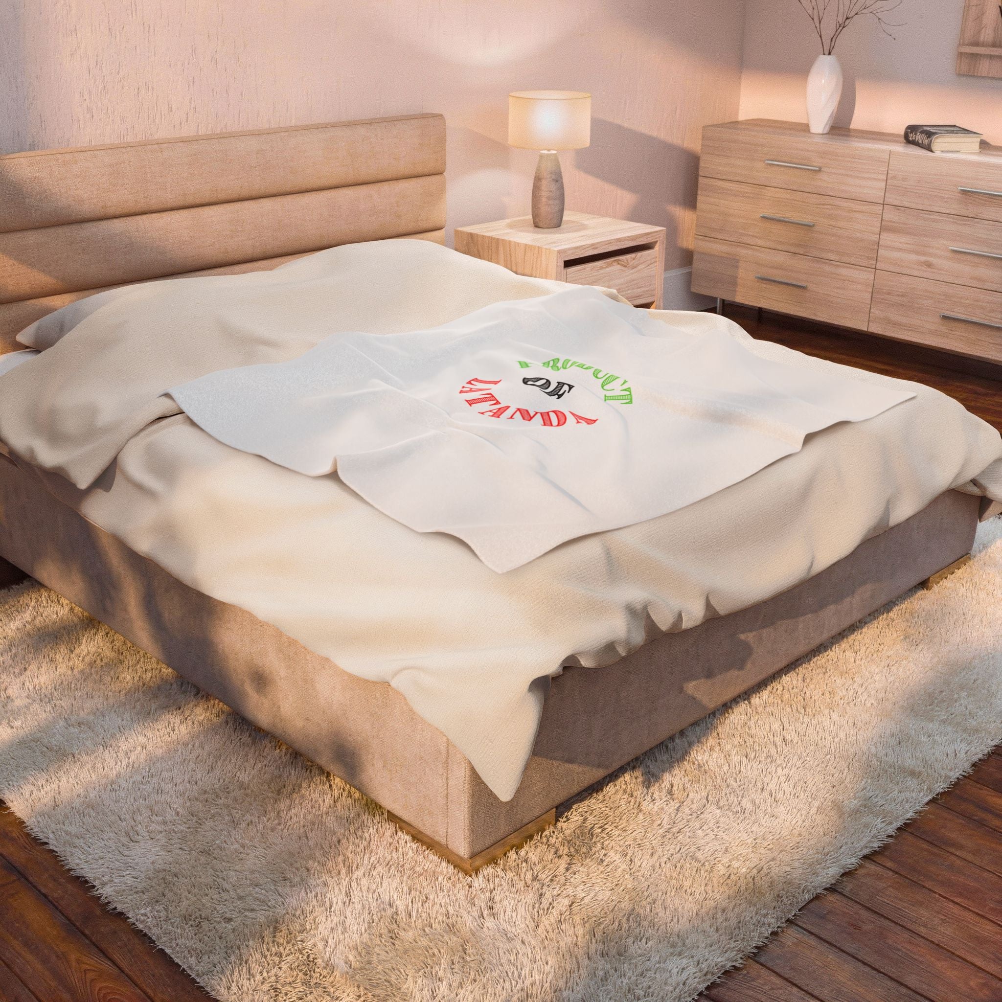 Plush Blanket — "Product of La Tanda" Lightweight Velveteen Throw