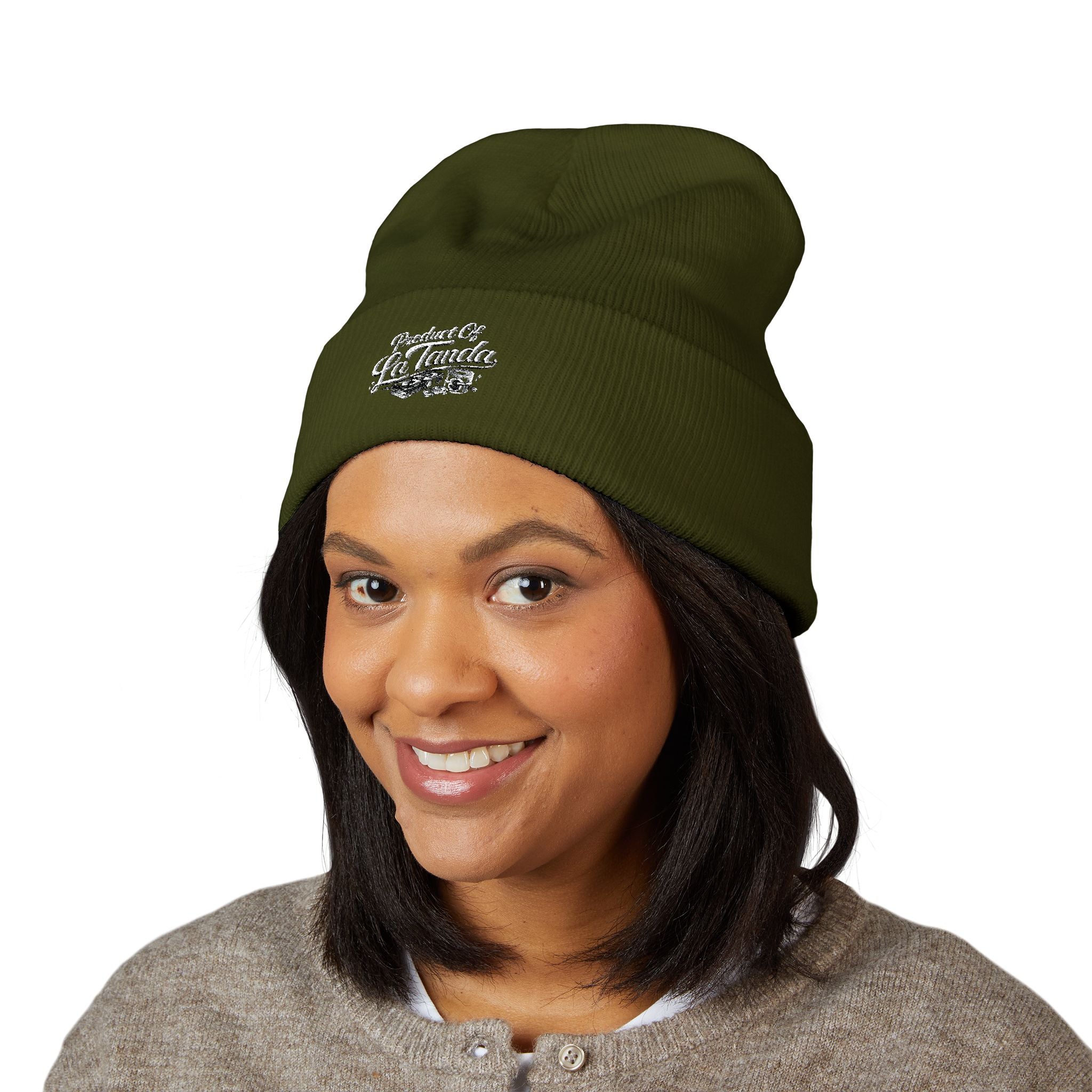 Classic Cuffed Beanie - "Product of La Tanda" Embroidered Warm Knit Hat