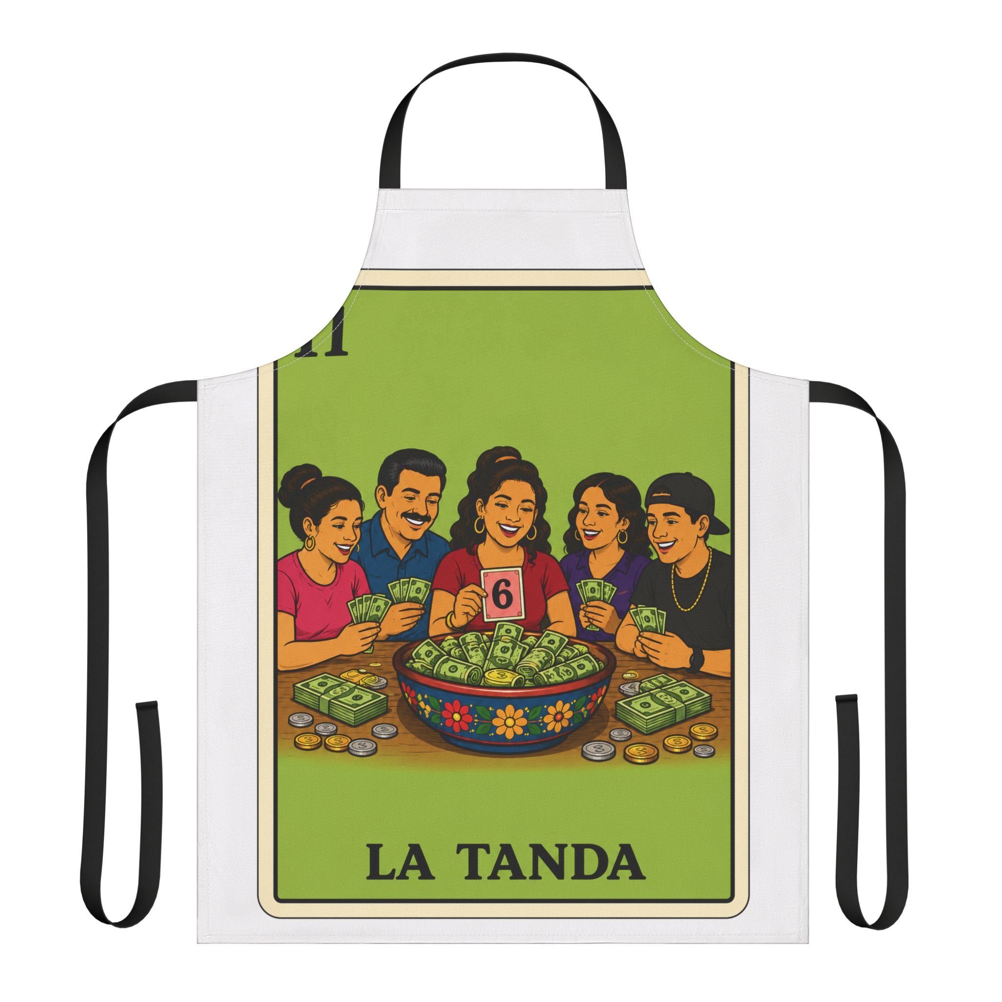 La Tanda Apron – Colorful Lotería Kitchen Apron for Family Gatherings