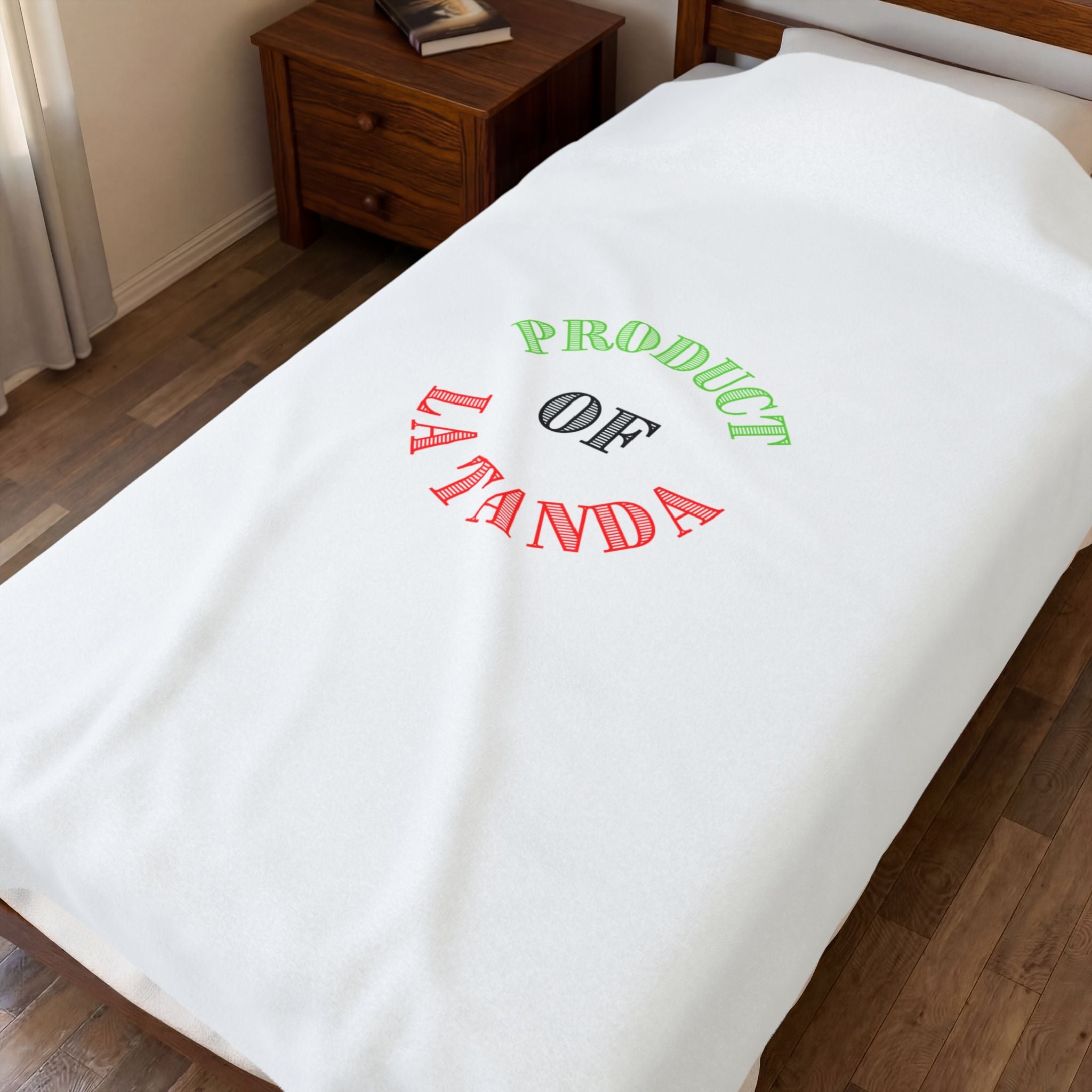 Plush Blanket — "Product of La Tanda" Lightweight Velveteen Throw
