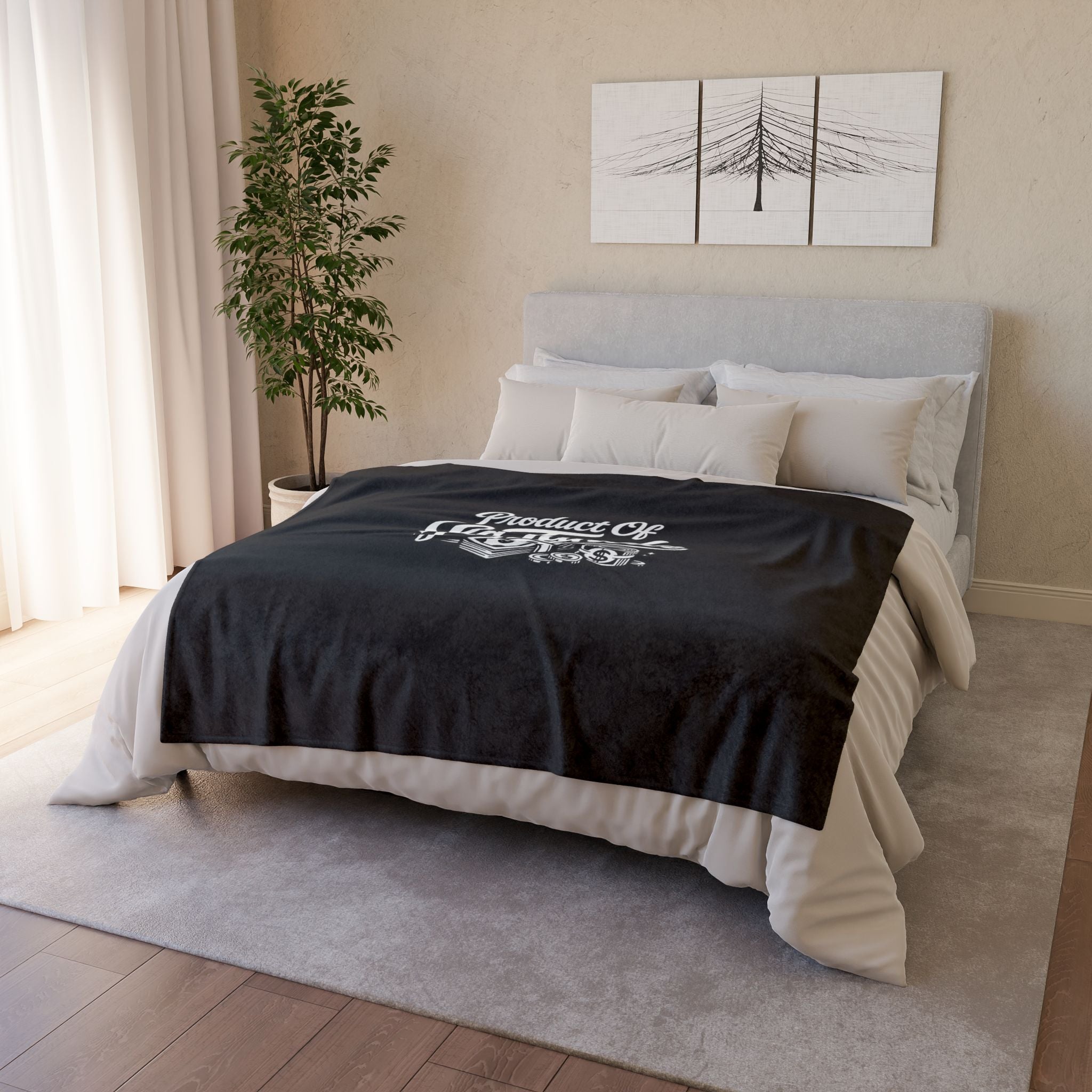 Product Of LaTanda Fleece Blanket – Soft Black Throw with Money Graphic