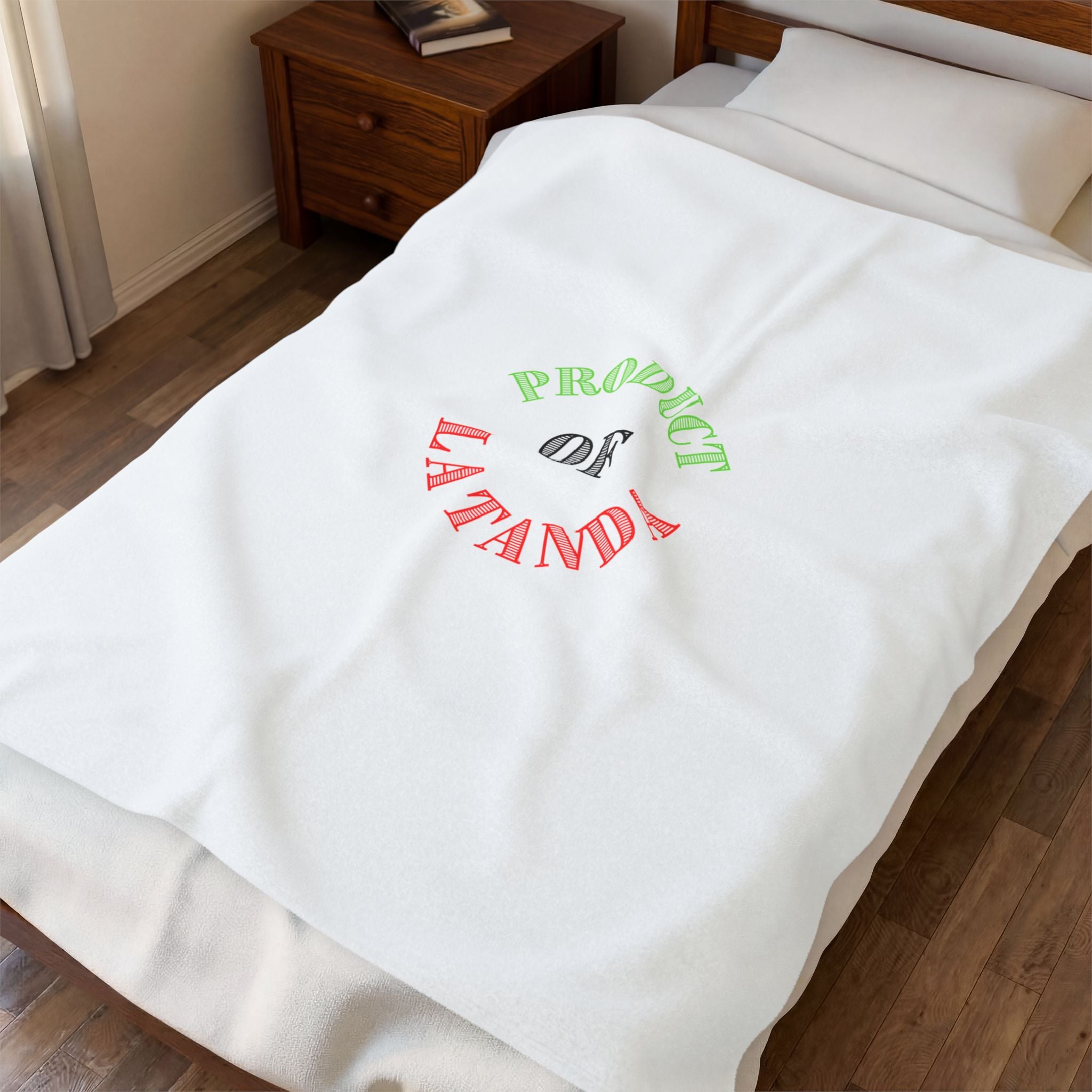 Plush Blanket — "Product of La Tanda" Lightweight Velveteen Throw