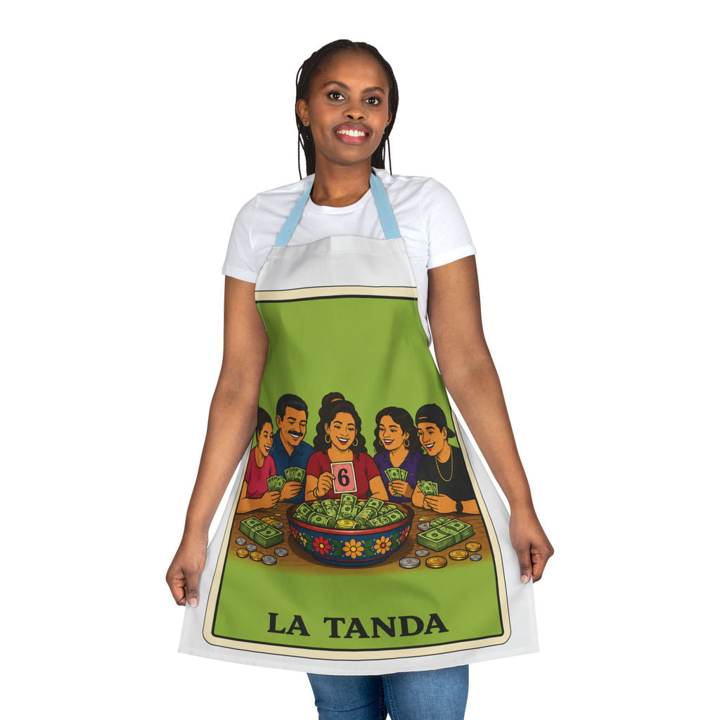La Tanda Apron – Colorful Lotería Kitchen Apron for Family Gatherings