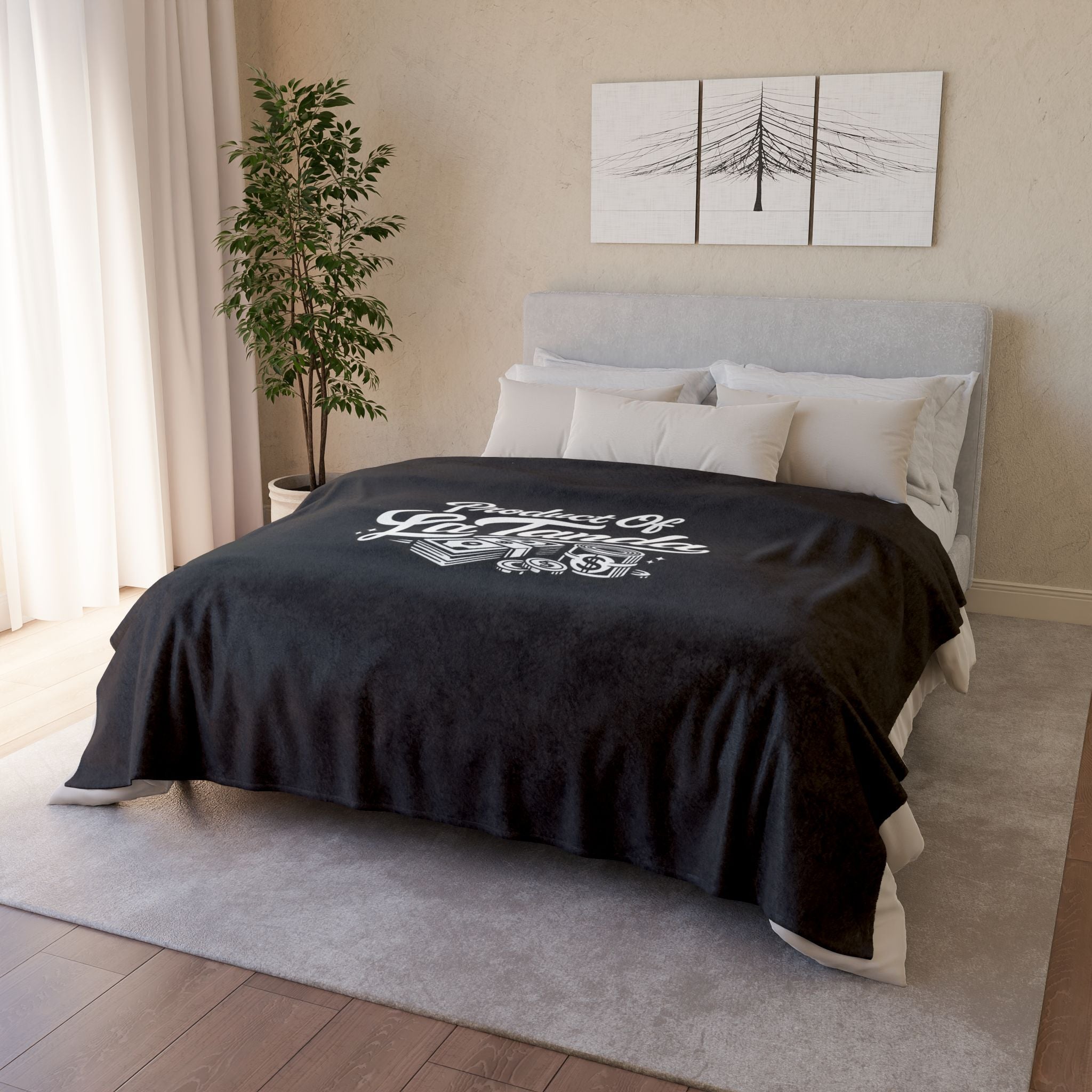 Product Of LaTanda Fleece Blanket – Soft Black Throw with Money Graphic