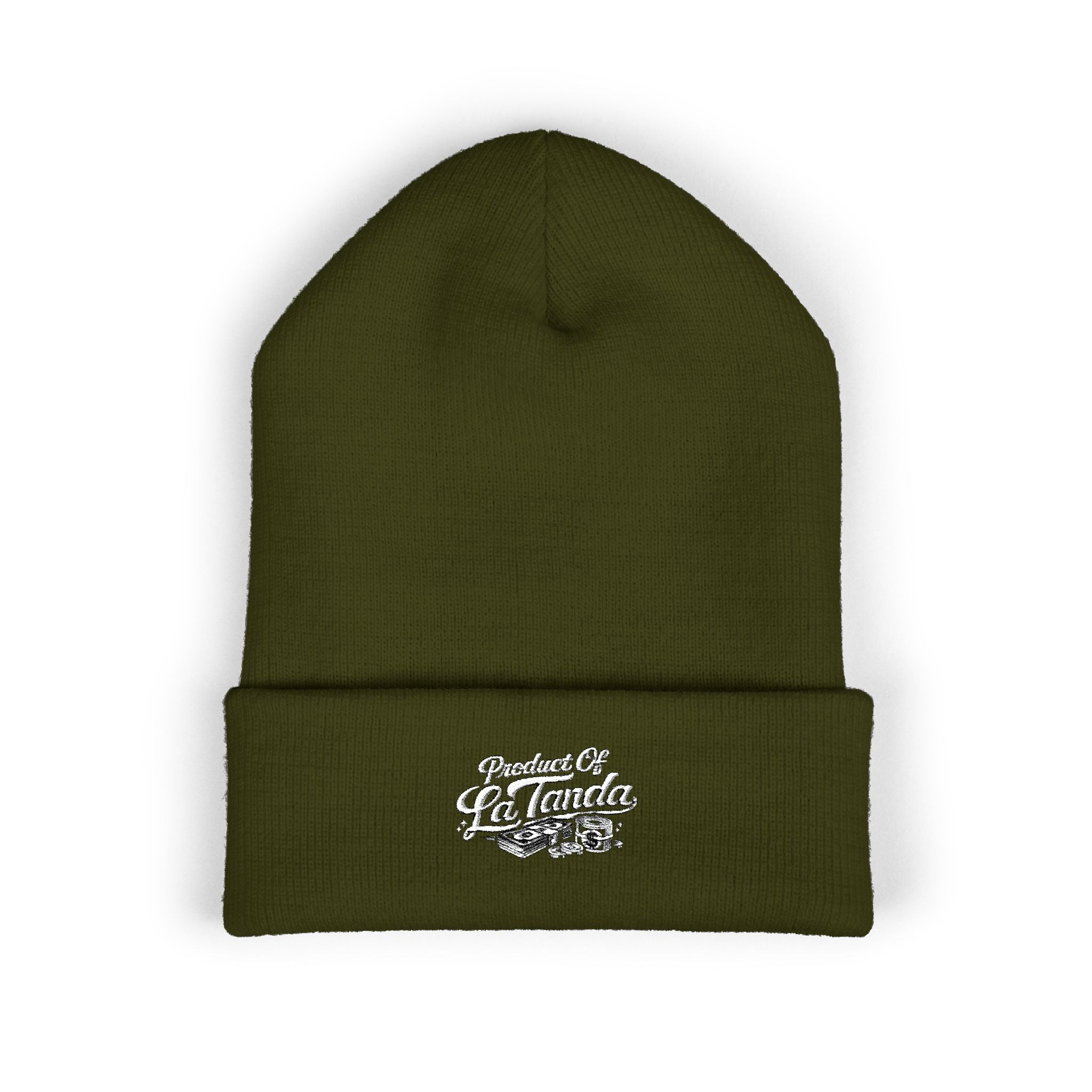 Classic Cuffed Beanie - "Product of La Tanda" Embroidered Warm Knit Hat